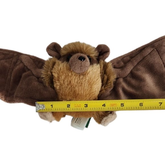 Wild Republic Bat 4.5" Plush Stuffed Animal 18" Wing Span Brown Toy Wild Life - Picture 6 of 8